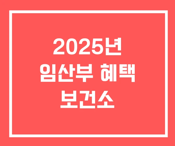 2025년 임산부 혜택 보건소