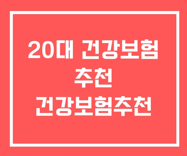 20대 건강보험 추천 건강보험추천