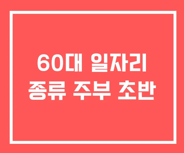 60대 일자리 종류 주부 초반 60대 일자리 종류 주부 초반
