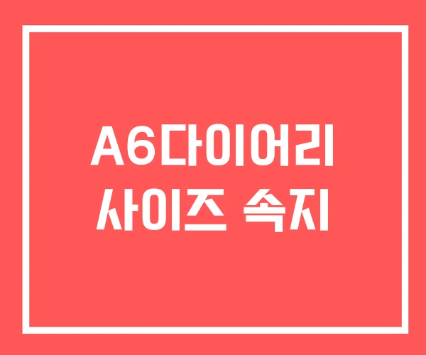 A6다이어리 사이즈 속지