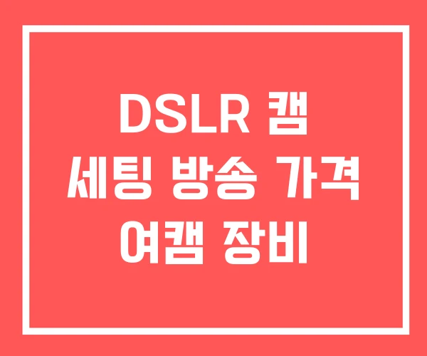 DSLR 캠 세팅 방송 가격 여캠 장비