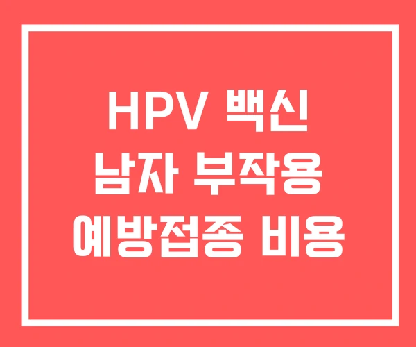 HPV 백신 남자 부작용 예방접종 비용