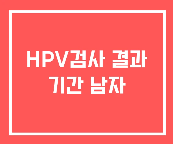 HPV검사 결과 기간 남자