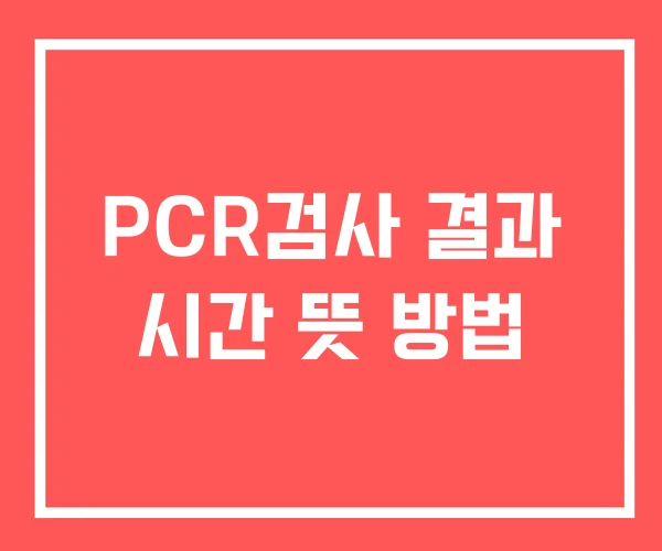 PCR검사 결과 시간 뜻 방법