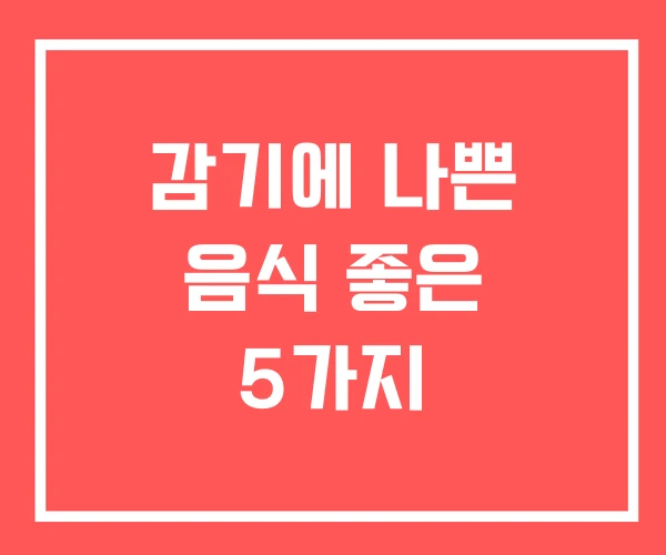 감기에 나쁜 음식 좋은 5가지