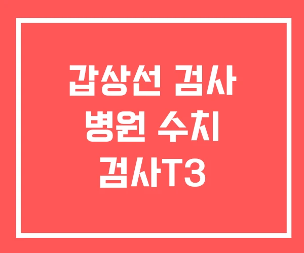 갑상선 검사 병원 수치 검사T3