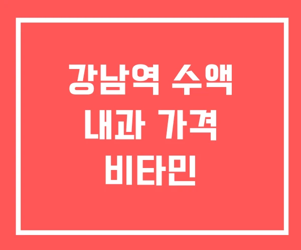 강남역 수액 내과 가격 비타민