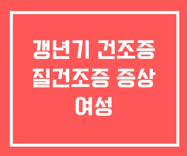 갱년기 건조증 질건조증 증상 여성