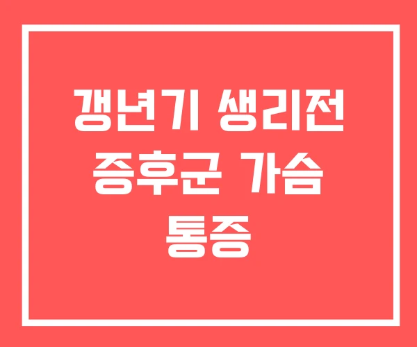 갱년기 생리전 증후군 가슴 통증