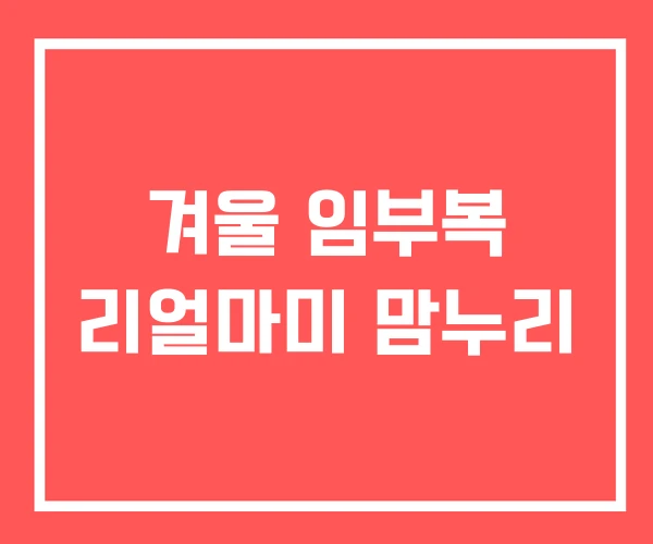 겨울 임부복 리얼마미 맘누리
