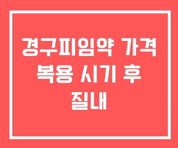 경구피임약 가격 복용 시기 후 질내