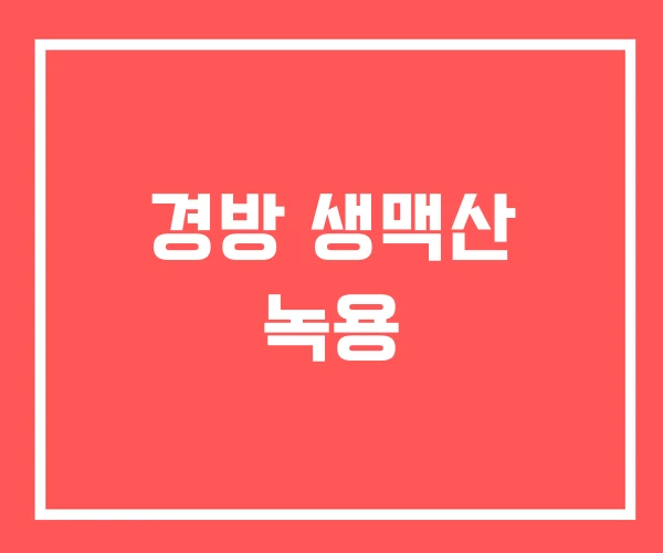 경방 생맥산 녹용