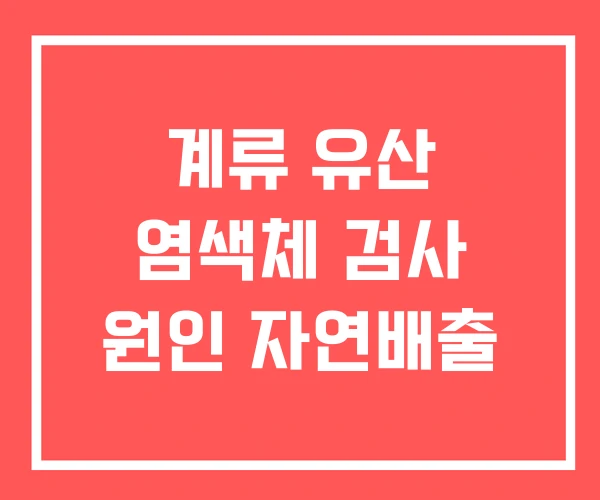 계류 유산 염색체 검사 원인 자연배출