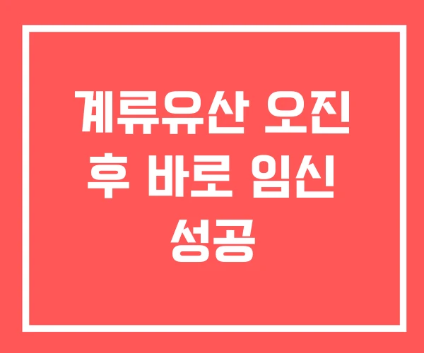 계류유산 오진 후 바로 임신 성공
