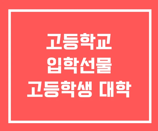 고등학교 입학선물 고등학생 대학