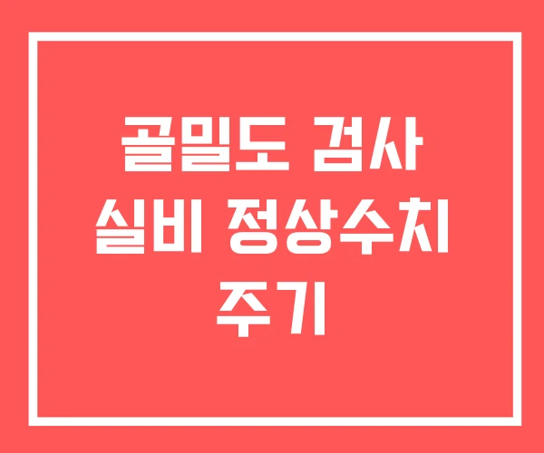 골밀도 검사 실비 정상수치 주기