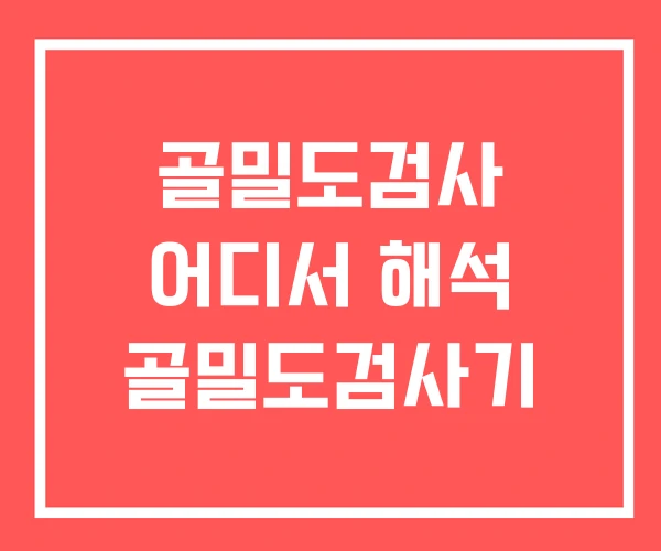 골밀도검사 어디서 해석 골밀도검사기