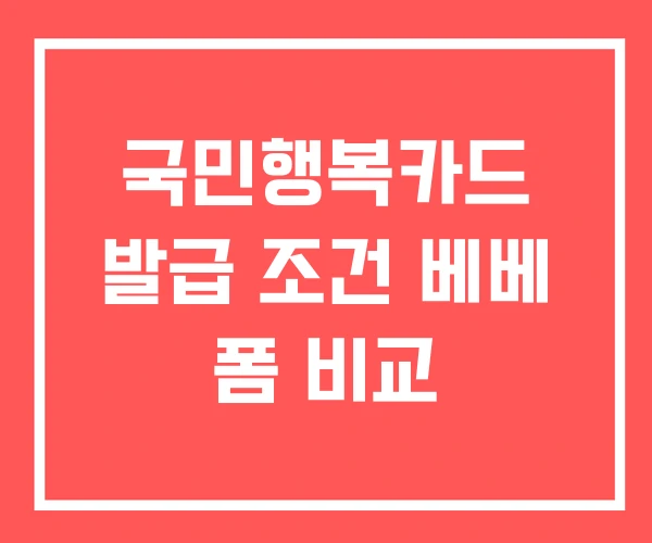 국민행복카드 발급 조건 베베 폼 비교