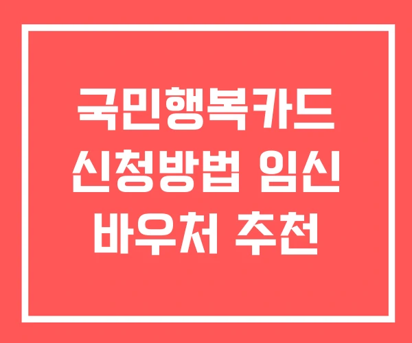 국민행복카드 신청방법 임신 바우처 추천