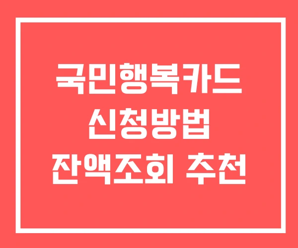 국민행복카드 신청방법 잔액조회 추천