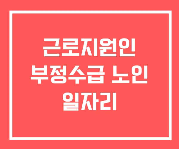 근로지원인 부정수급 노인 일자리