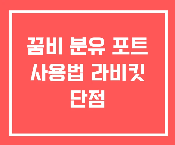 꿈비 분유 포트 사용법 라비킷 단점