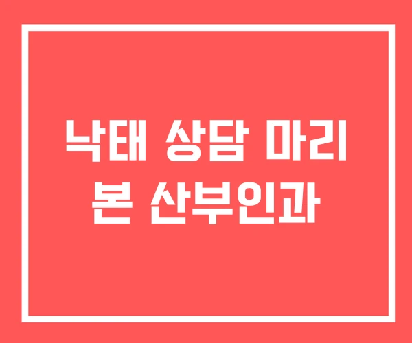 낙태 상담 마리 본 산부인과