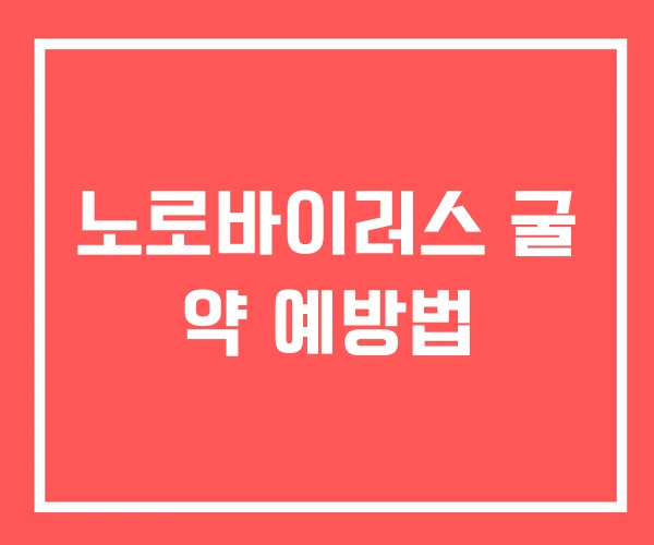 노로바이러스 굴 약 예방법