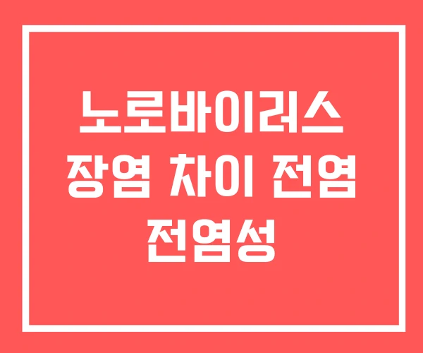 노로바이러스 장염 차이 전염 전염성