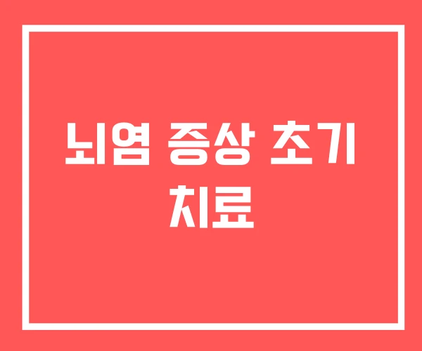 뇌염 증상 초기 치료