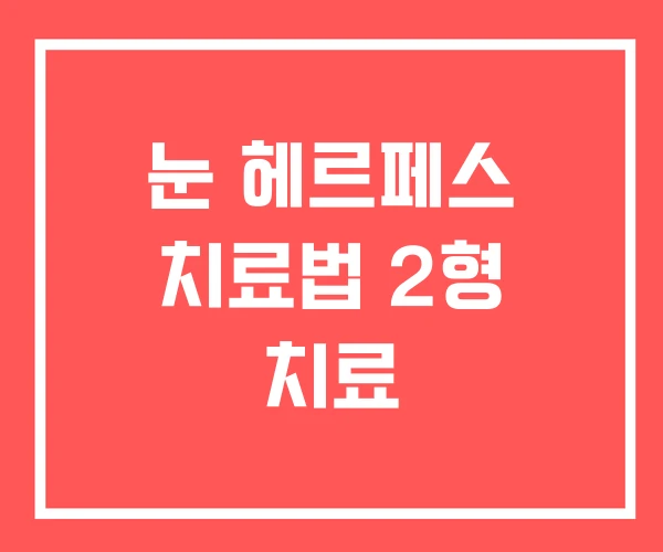 눈 헤르페스 치료법 2형 치료