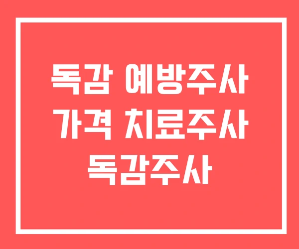 독감 예방주사 가격 치료주사 독감주사
