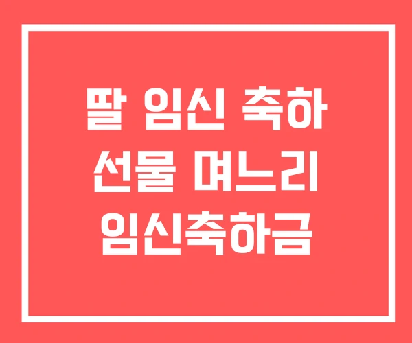 딸 임신 축하 선물 며느리 임신축하금