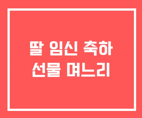 딸 임신 축하 선물 며느리