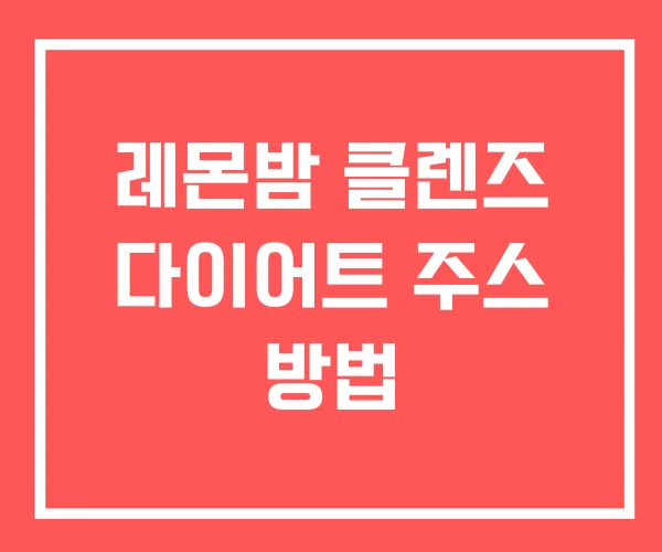 레몬밤 클렌즈 다이어트 주스 방법