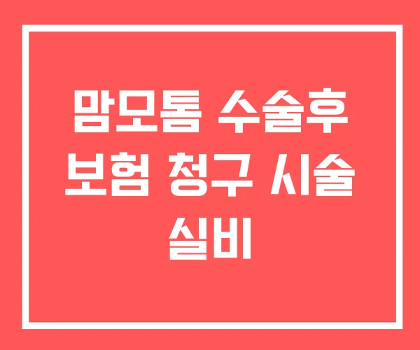 맘모톰 수술후 보험 청구 시술 실비