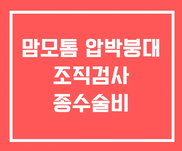 맘모톰 압박붕대 조직검사 종수술비