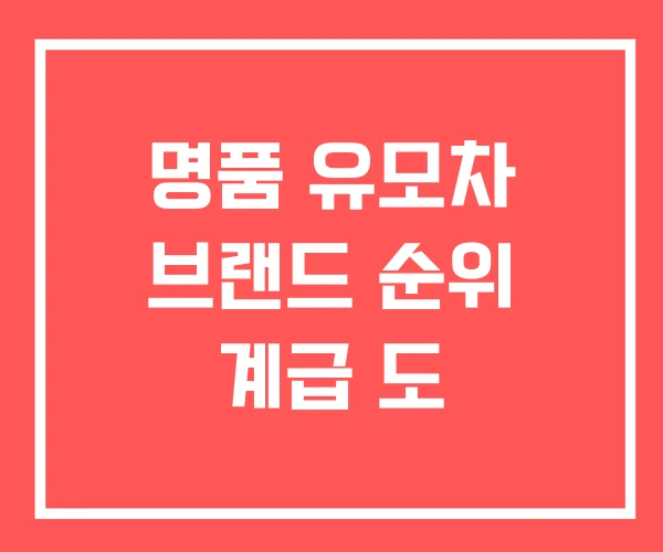 명품 유모차 브랜드 순위 계급 도