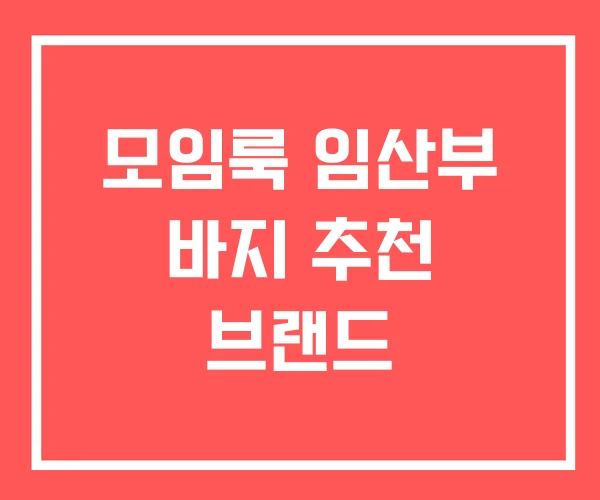 모임룩 임산부 바지 추천 브랜드