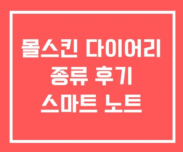 몰스킨 다이어리 종류 후기 스마트 노트