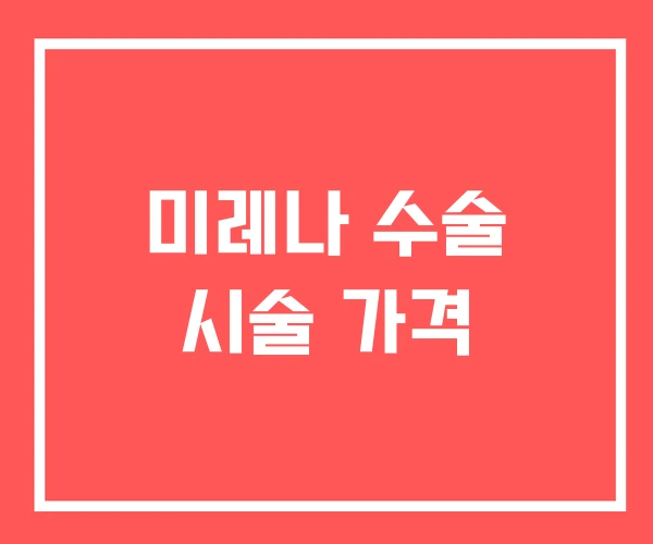 미레나 수술 시술 가격
