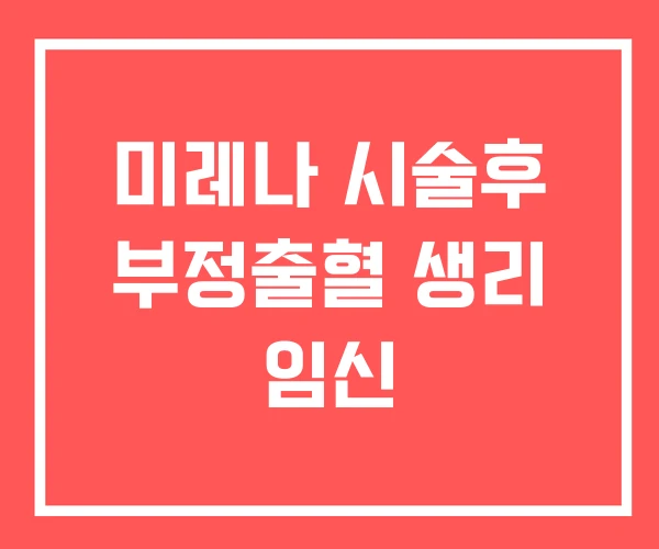 미레나 시술후 부정출혈 생리 임신