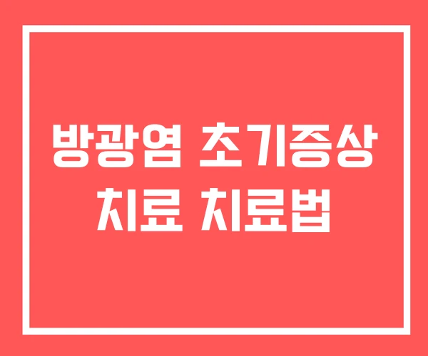 방광염 초기증상 치료 치료법