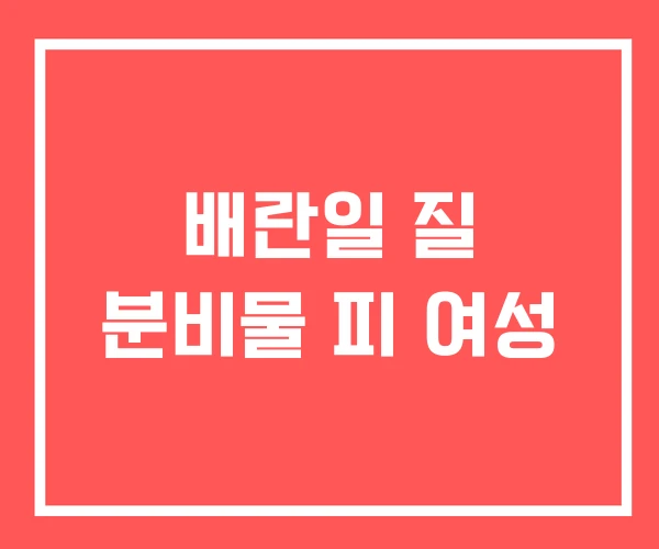 배란일 질 분비물 피 여성