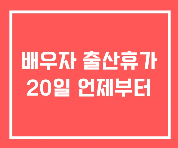 배우자 출산휴가 20일 언제부터