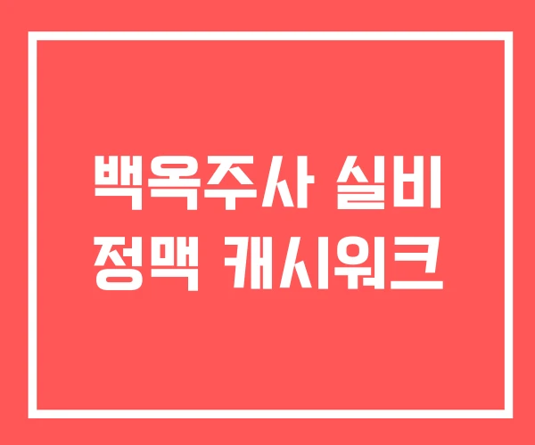 백옥주사 실비 정맥 캐시워크