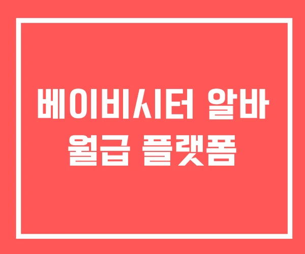 베이비시터 알바 월급 플랫폼