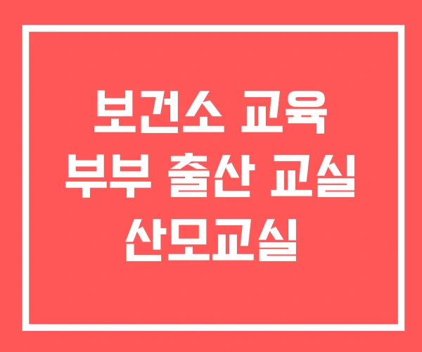 보건소 교육 부부 출산 교실 산모교실