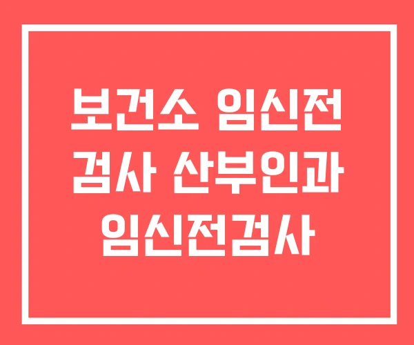 보건소 임신전 검사 산부인과 임신전검사