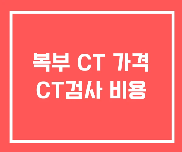 복부 CT 가격 CT검사 비용